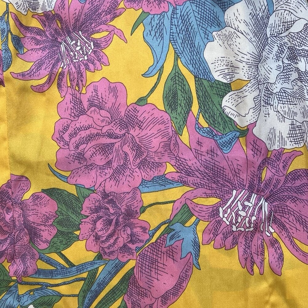 Current Air Anthropologie Top Small Size Floral Short Sleeve Yellow Pink - Picture 6 of 10